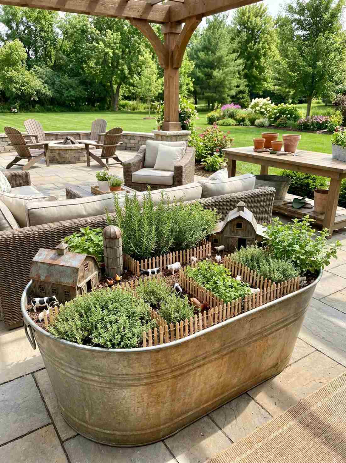 galvanized washtub farmstead