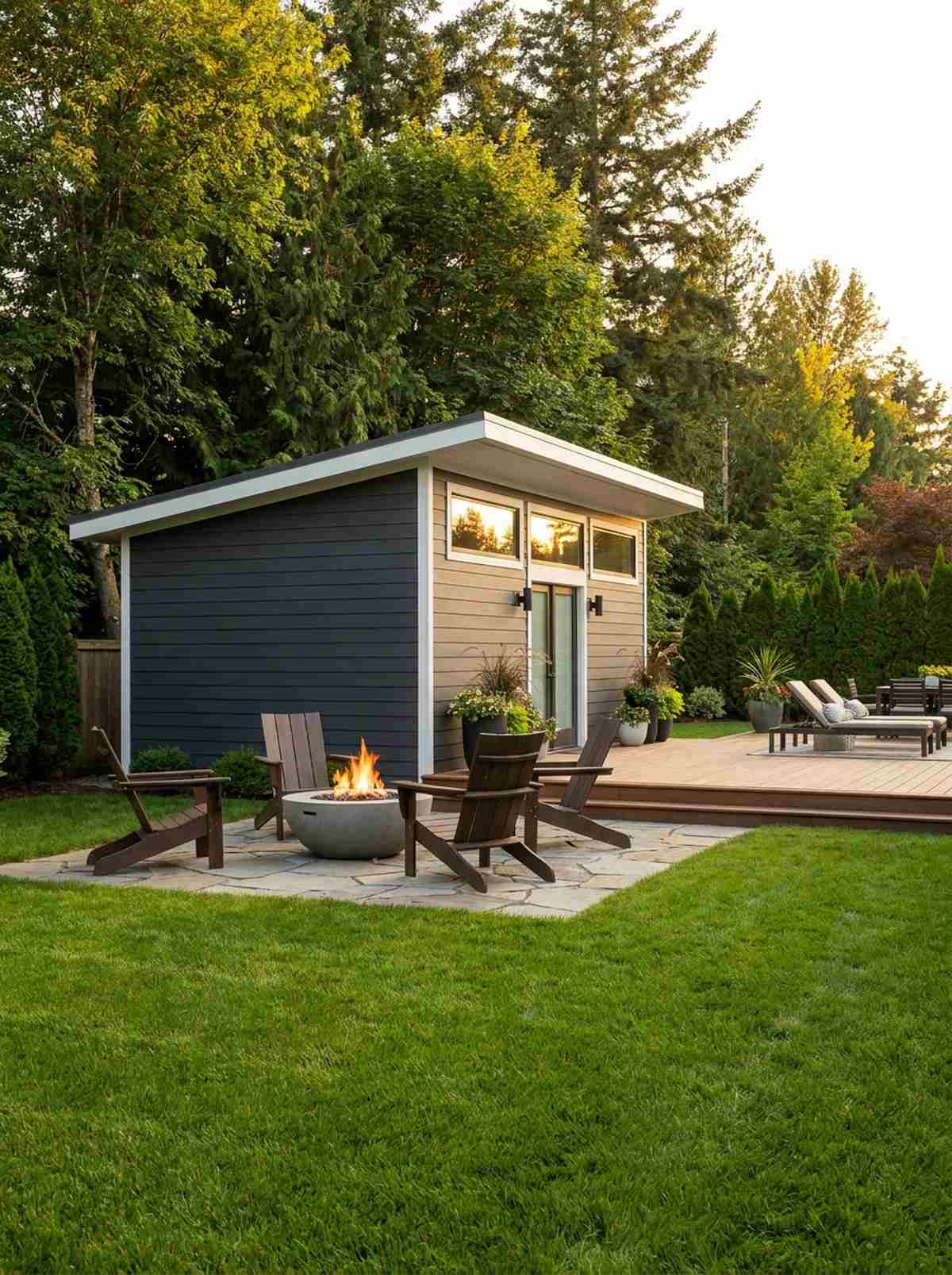 horizontal siding modern shed