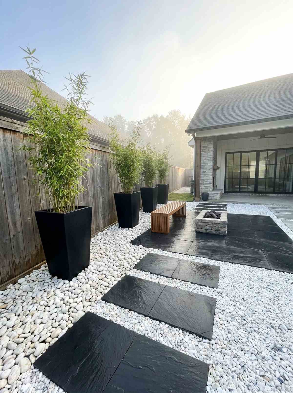monochrome zen courtyard