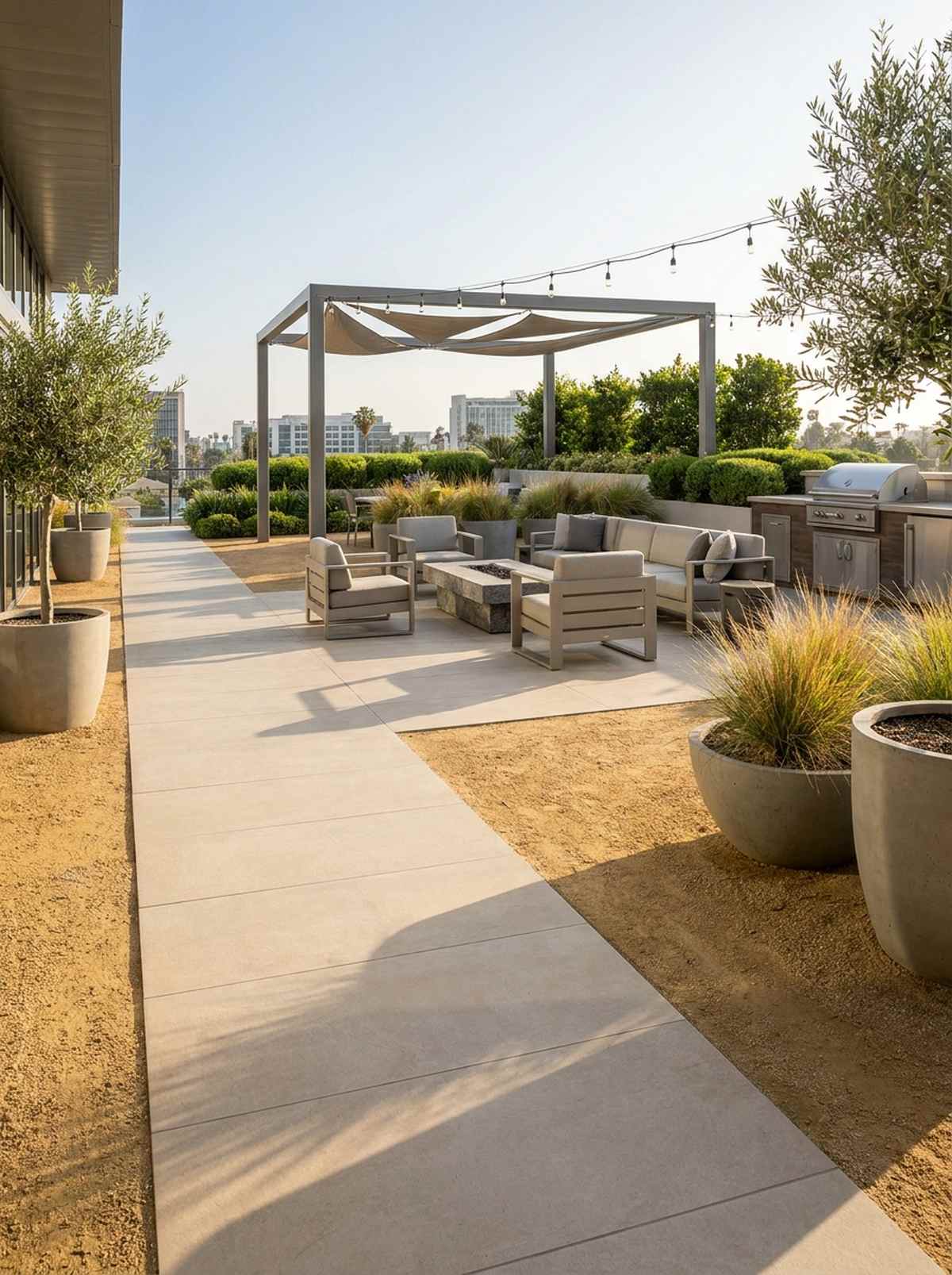 porcelain pavers with stabilized decomposed granite
