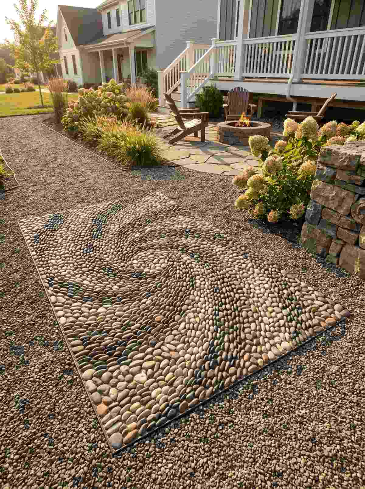 river pebble mosaic sections