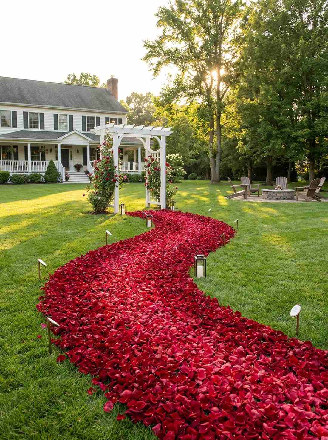 rose petal lined pathway