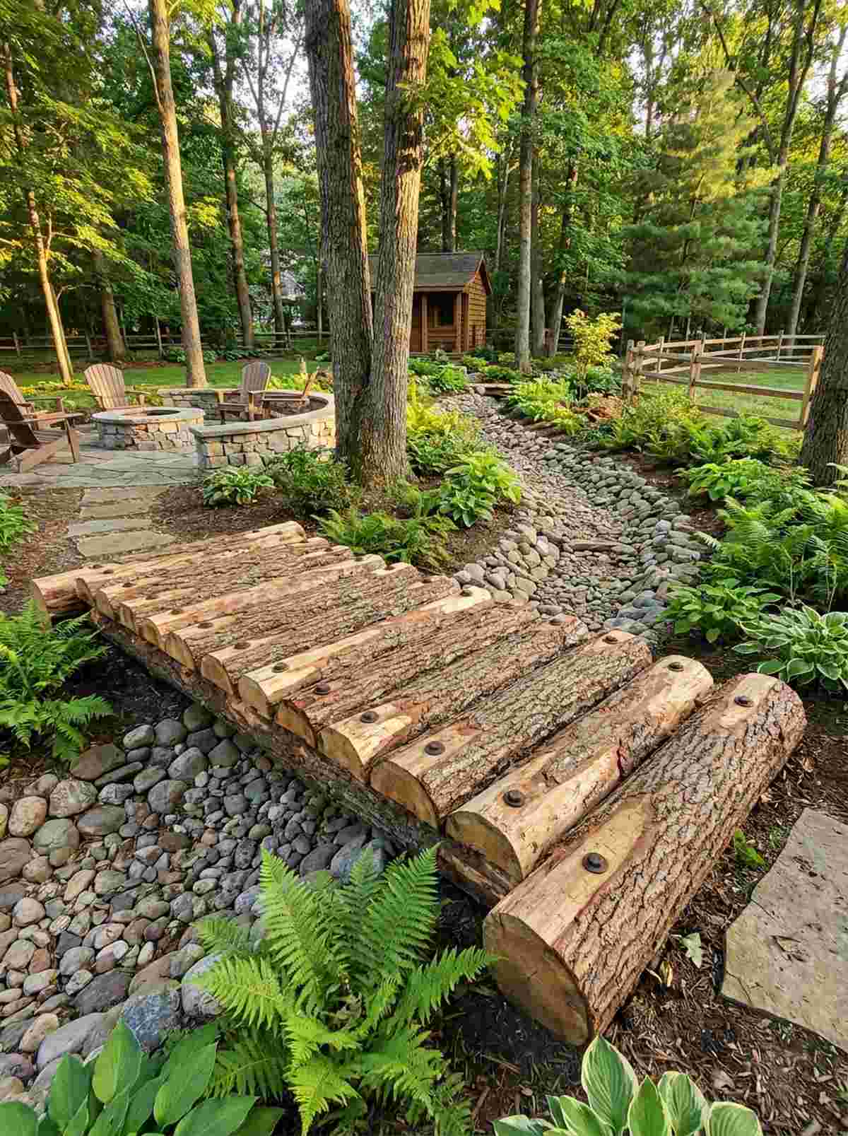 split rail log bridge