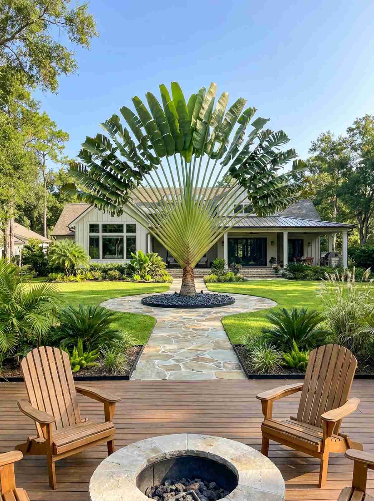 traveler palm fan shaped focal point