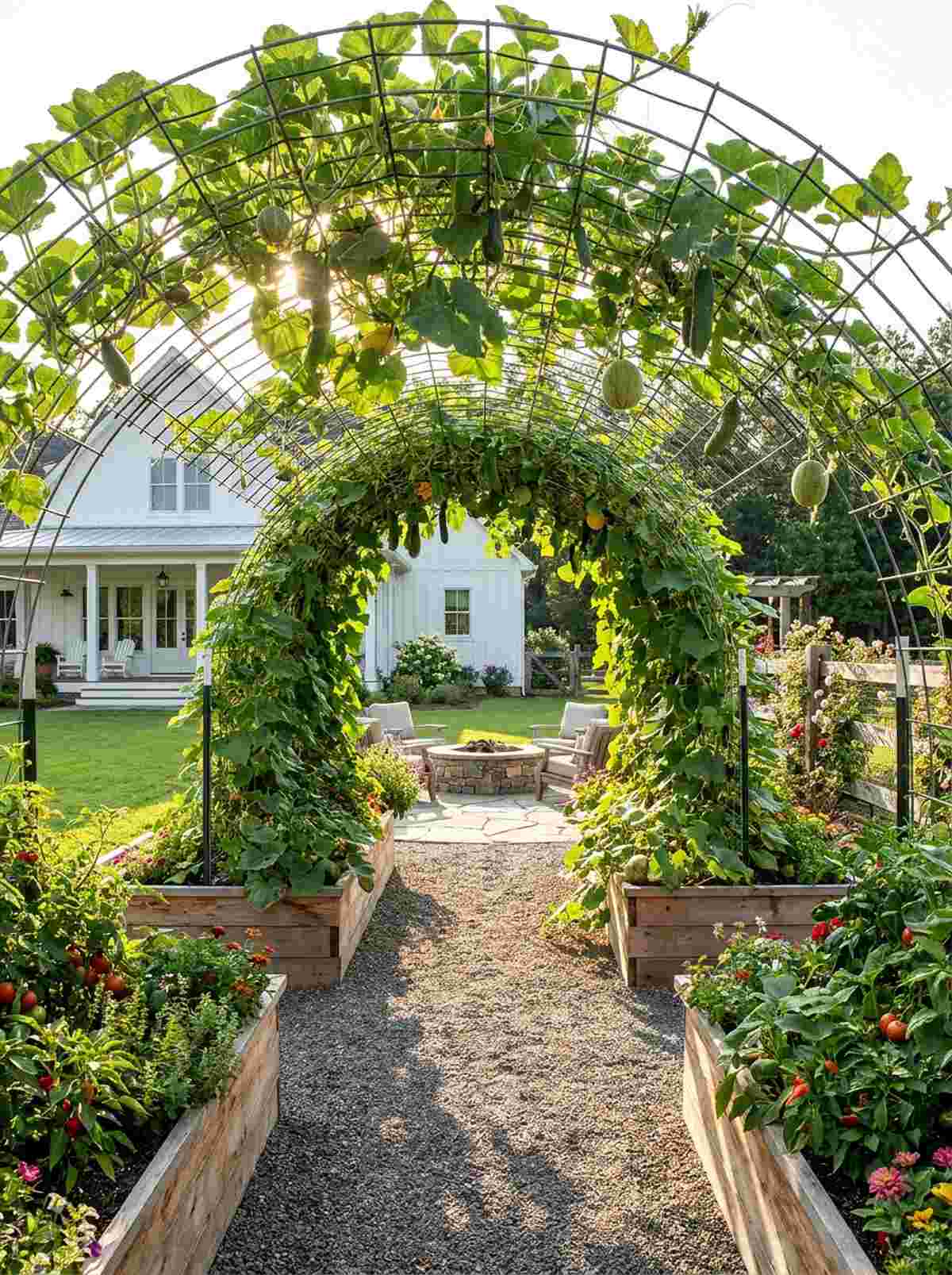 trellis arches for climbing vegetables