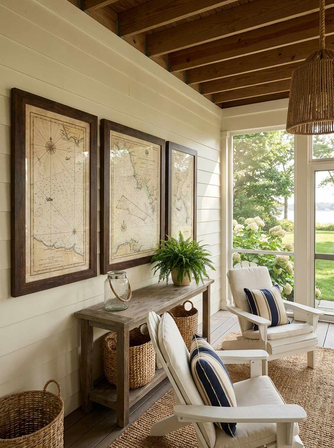 vintage nautical charts in weatherproof frames