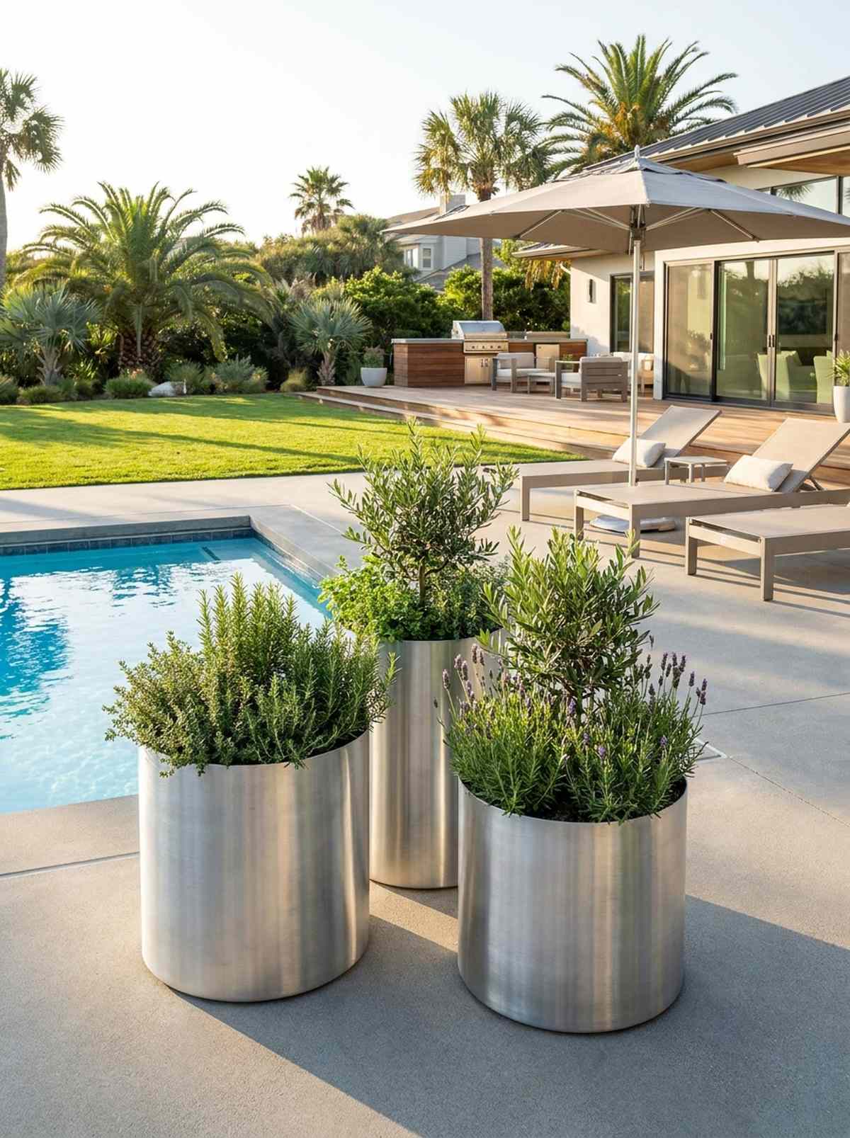 brushed aluminum contemporary cylinders