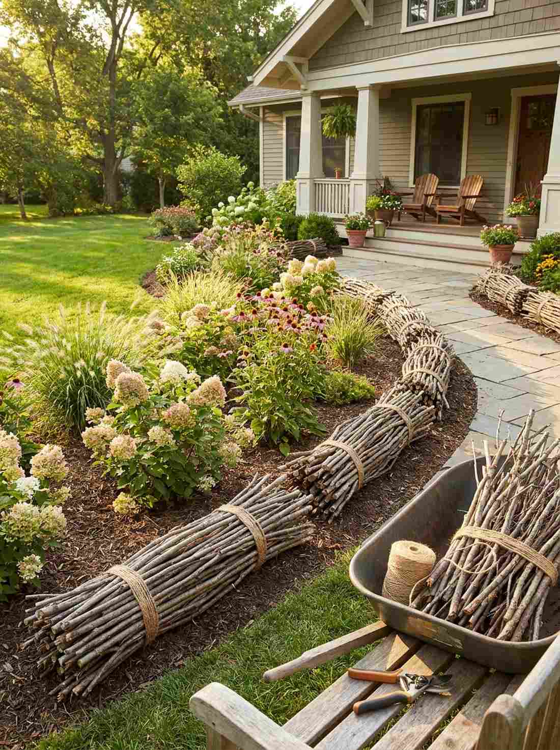 rustic twig border bundles