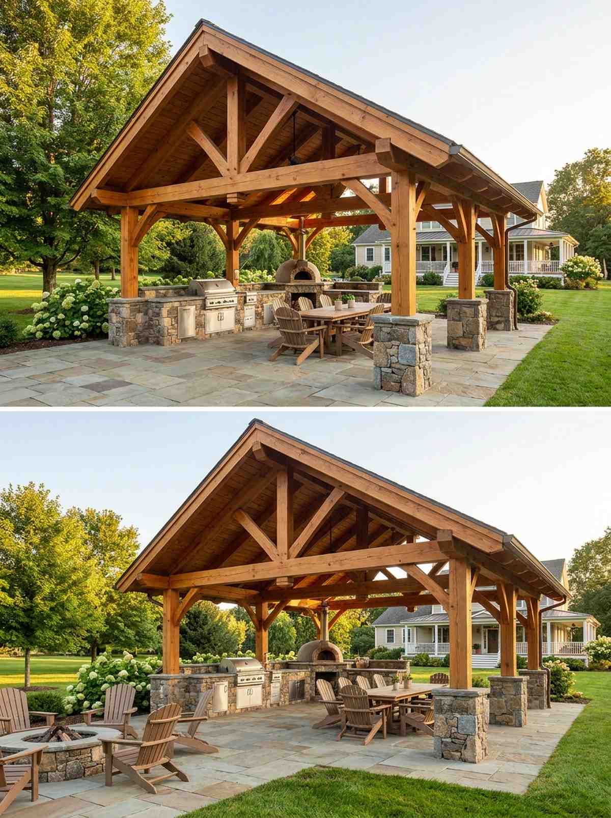 timber frame pavilion with braces