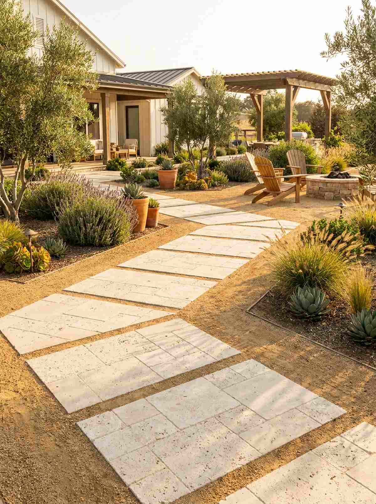 travertine pavers with natural decomposed granite