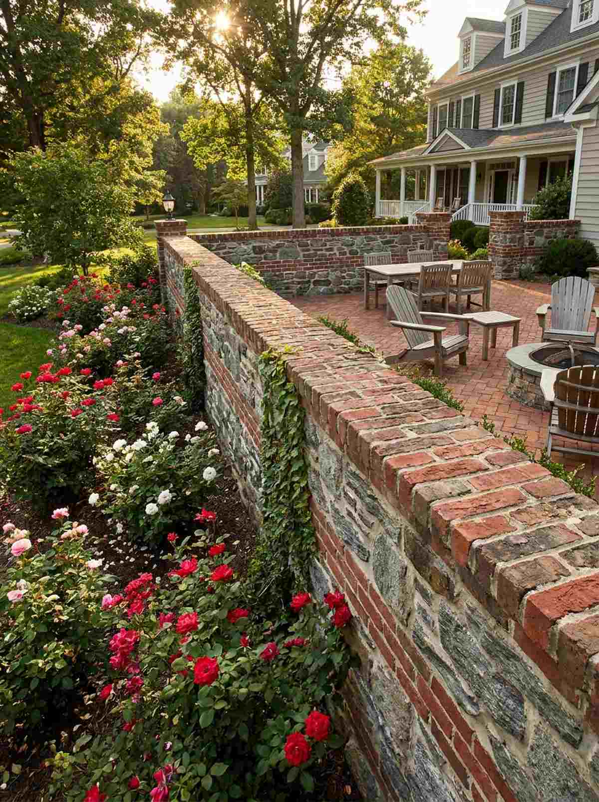 brick and stone combination wall