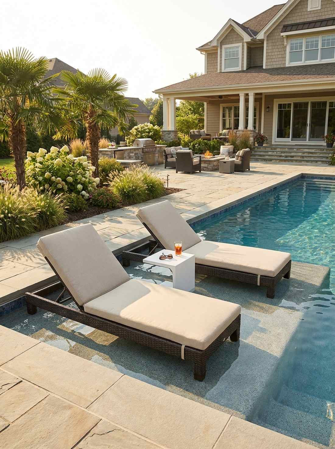 chaise lounge sun shelves