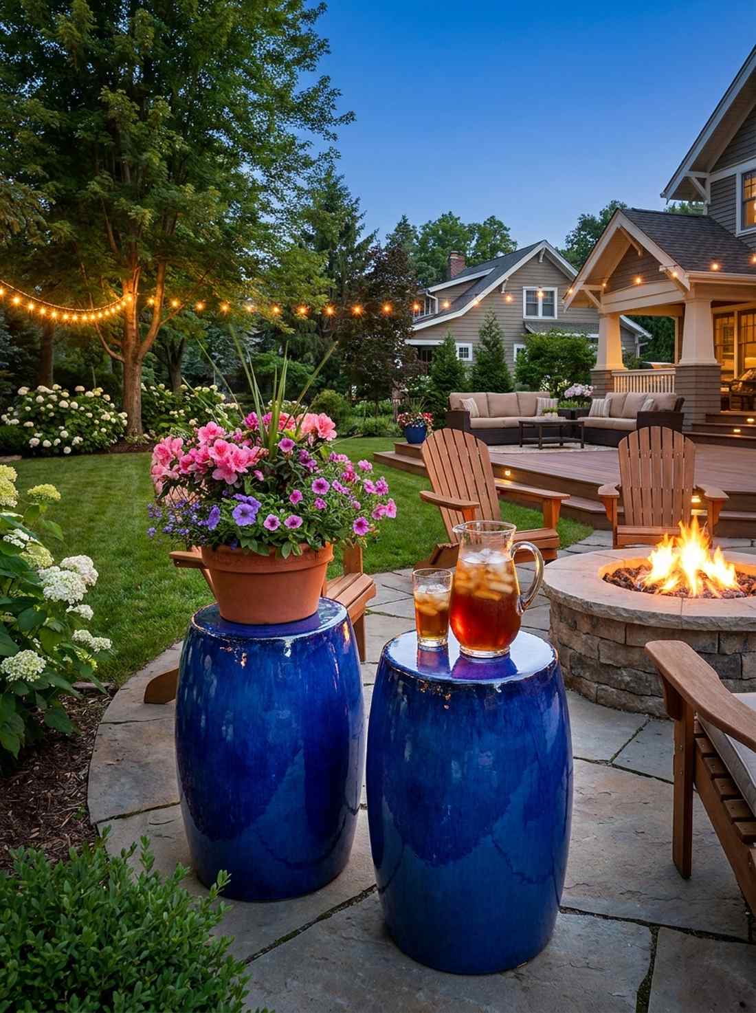 cobalt ceramic side tables