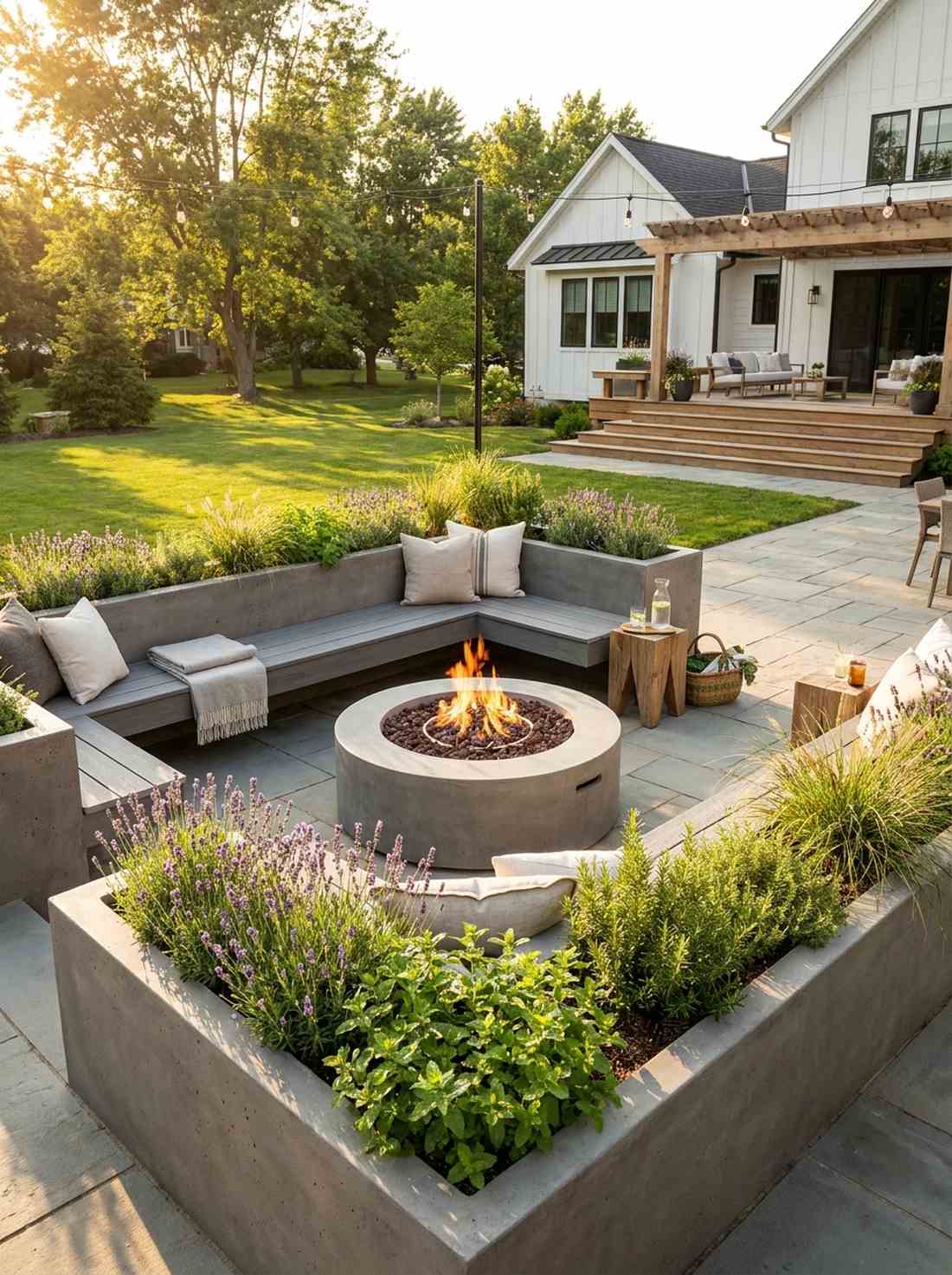 integrated bench planters