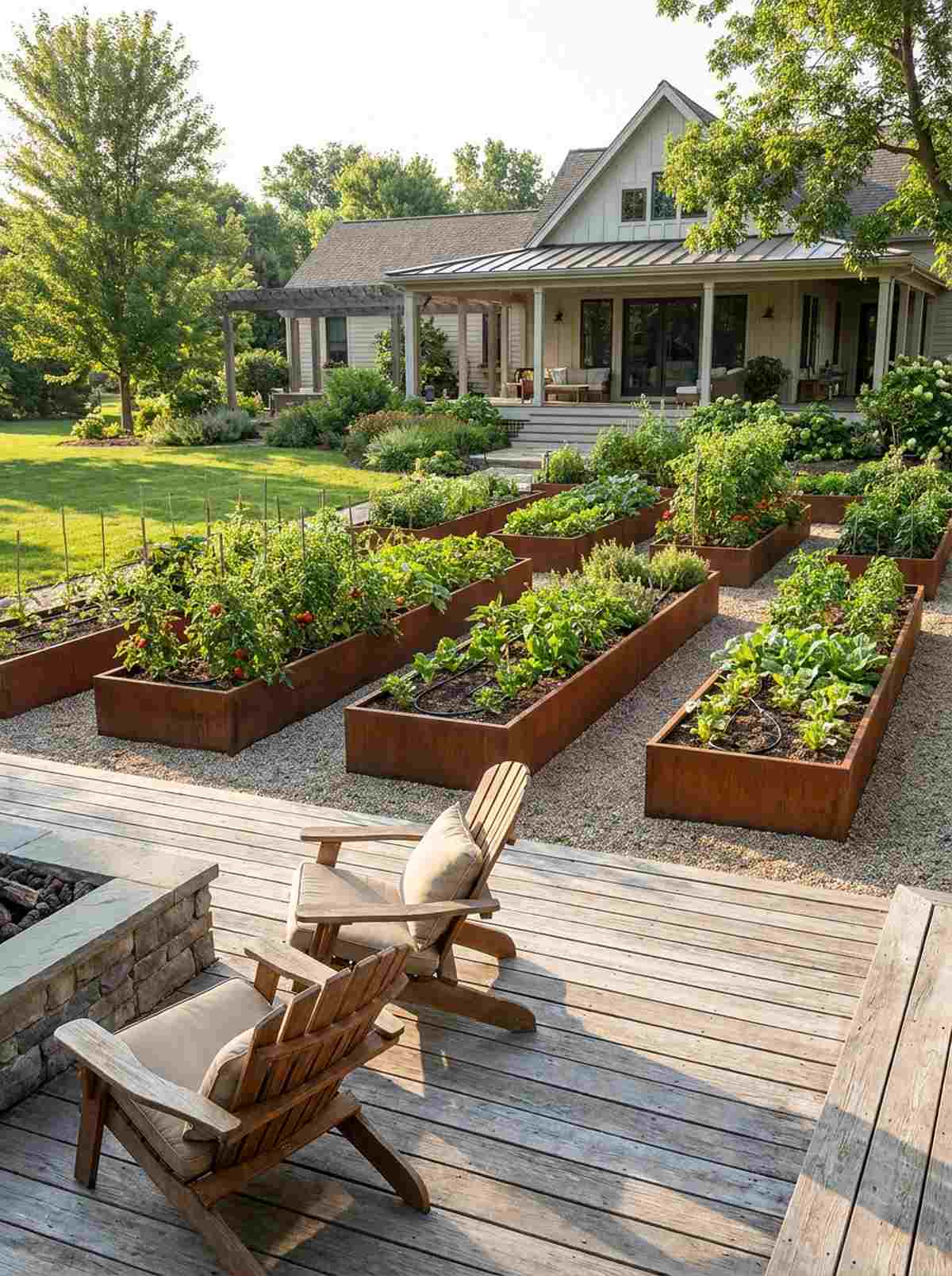 linear steel raised beds