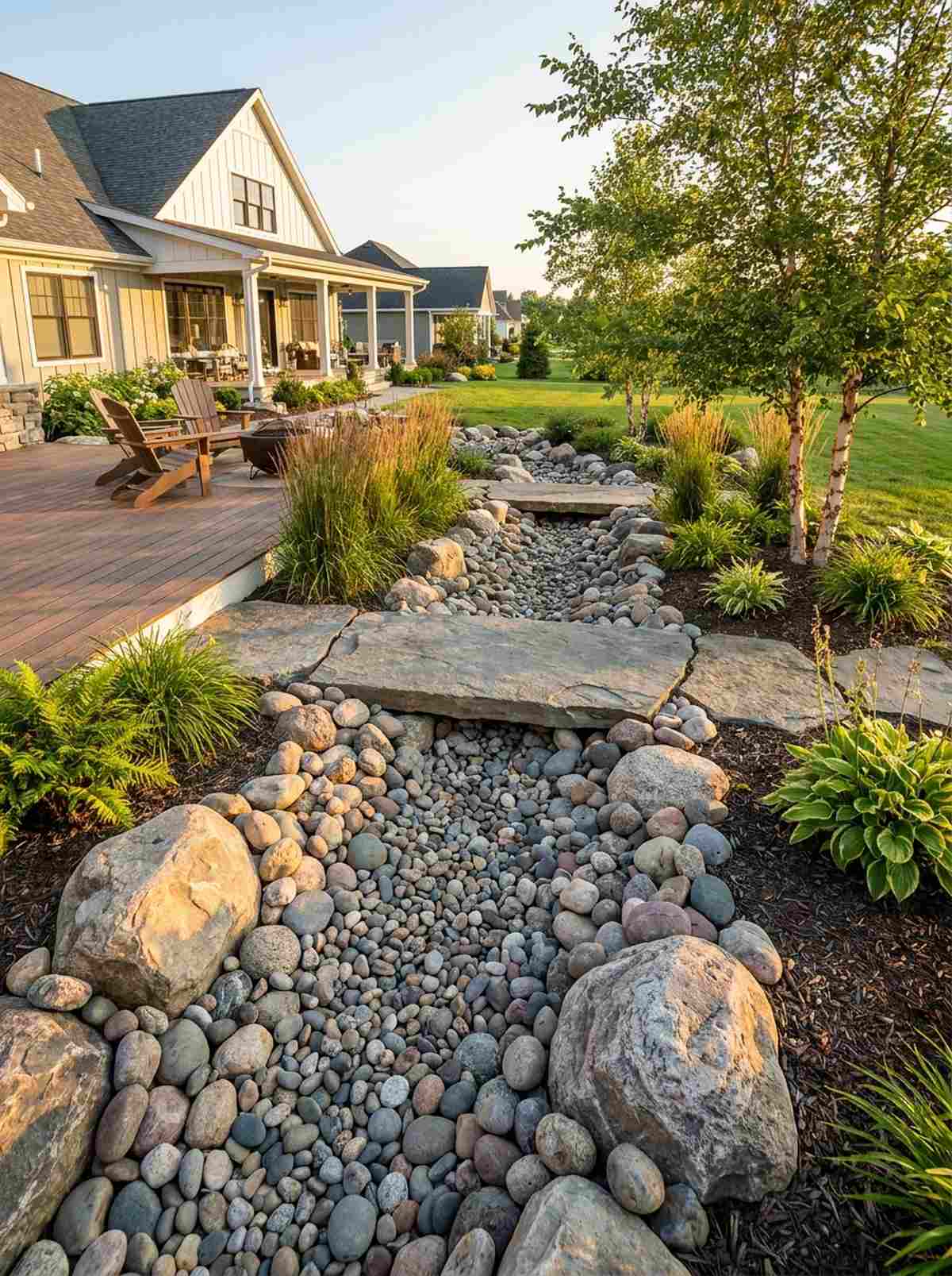 river rock stream integration