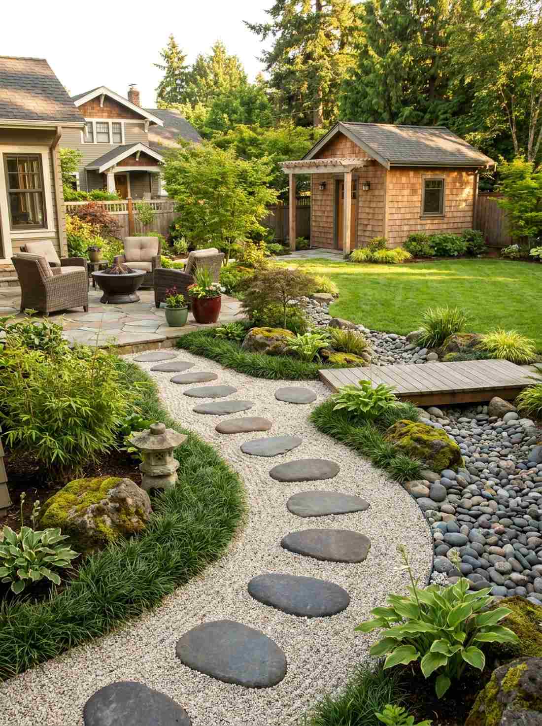 river stone pathway