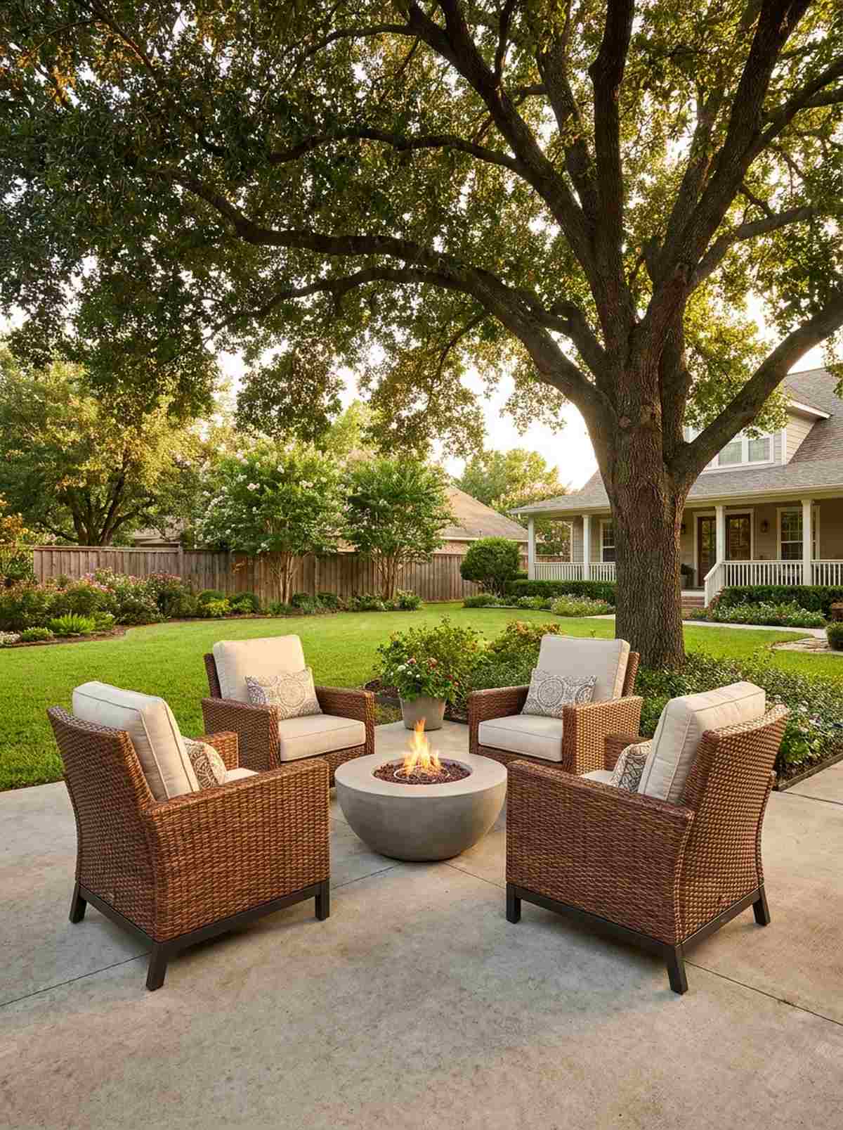 woven rattan armchair cluster