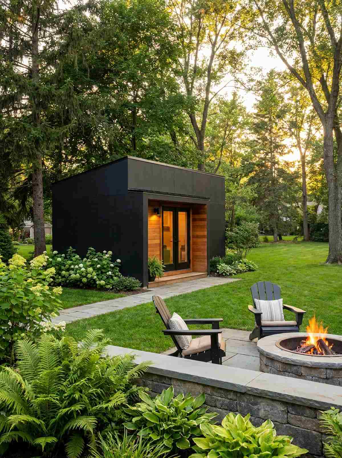 black exterior statement shed