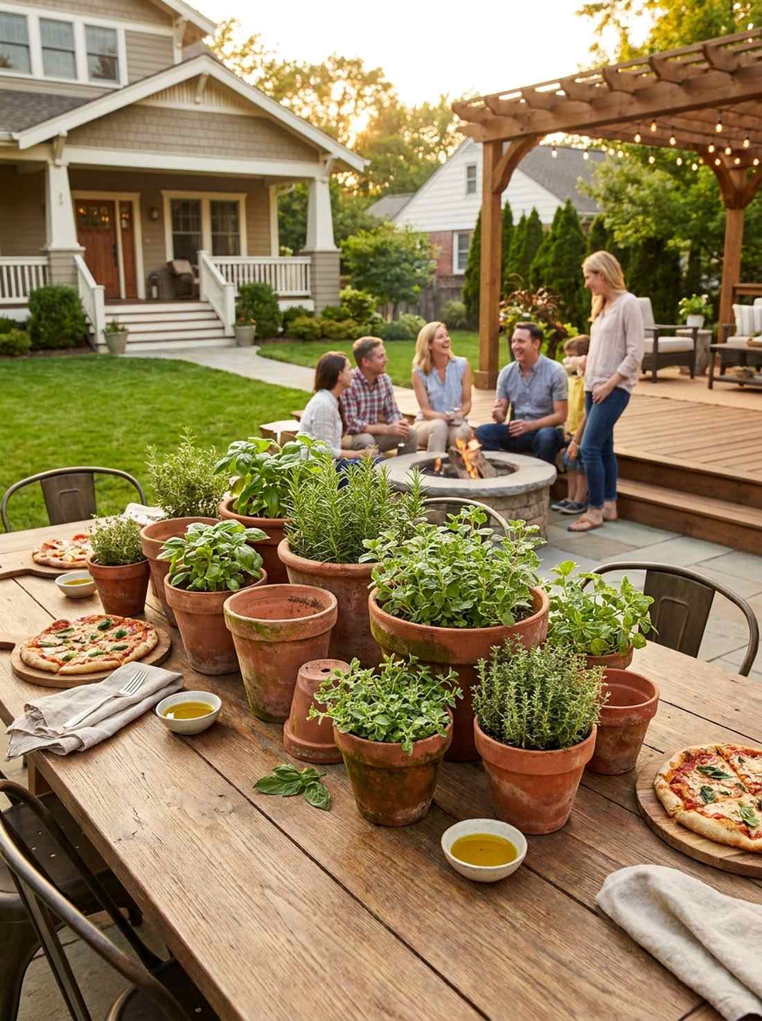 clustered terracotta planters