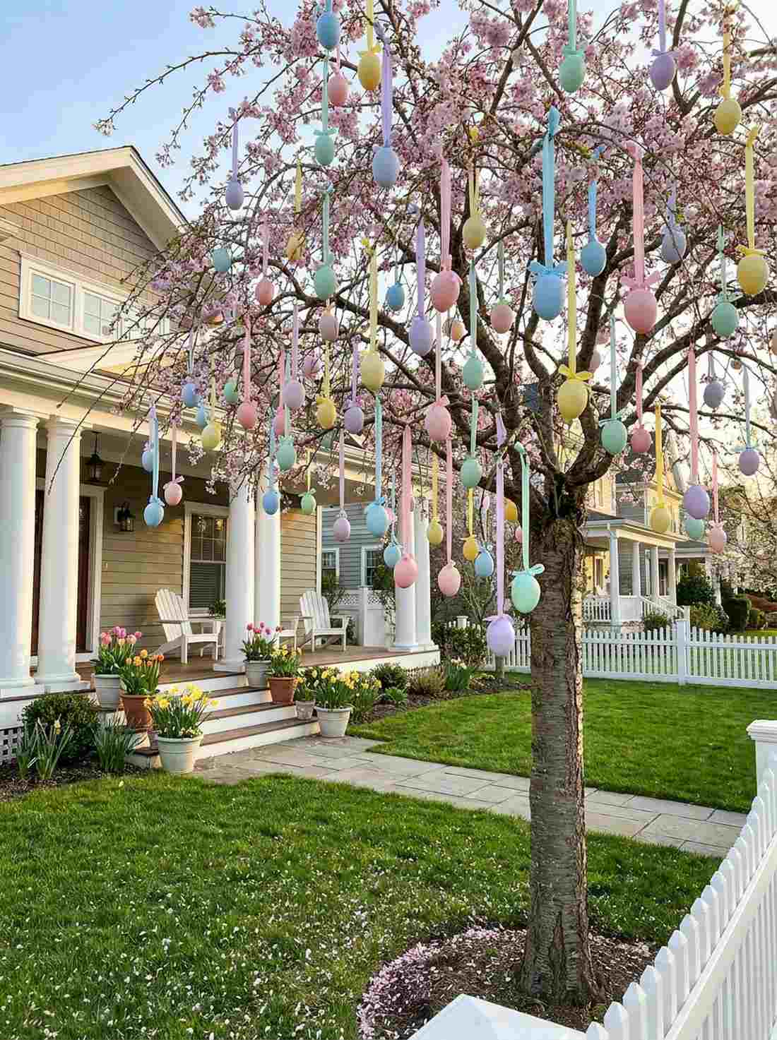egg decorated outdoor tree