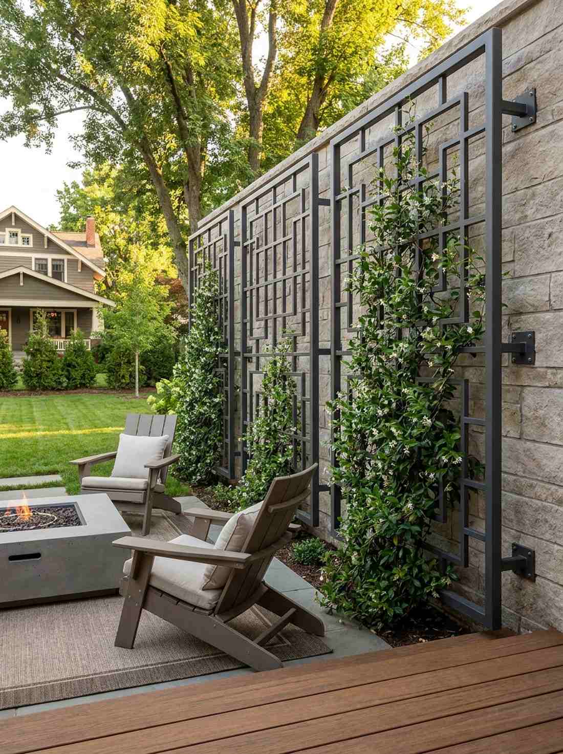 geometric metal trellis panels