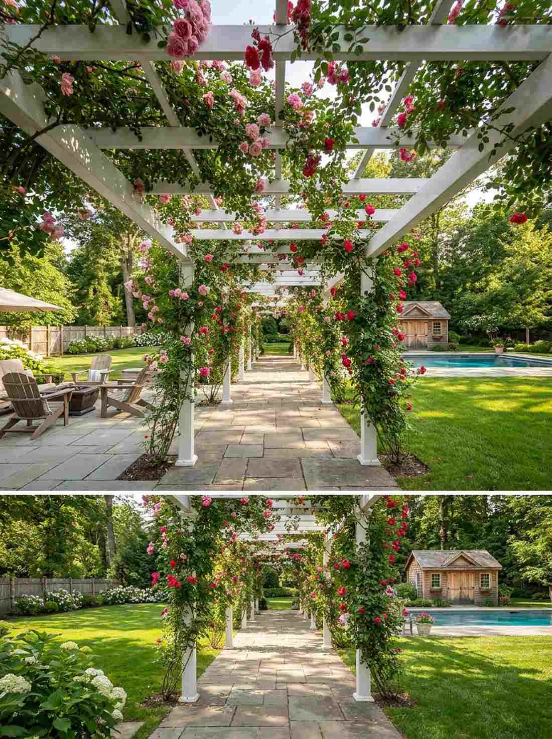 linear pathway pergola