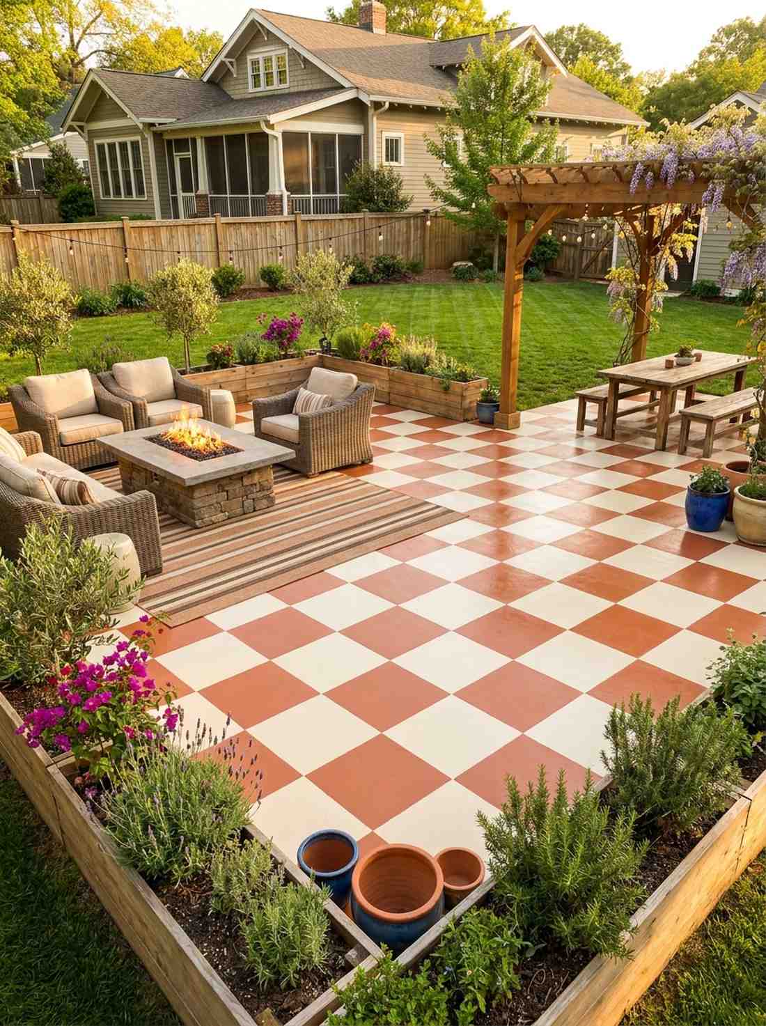 painted concrete checkerboard