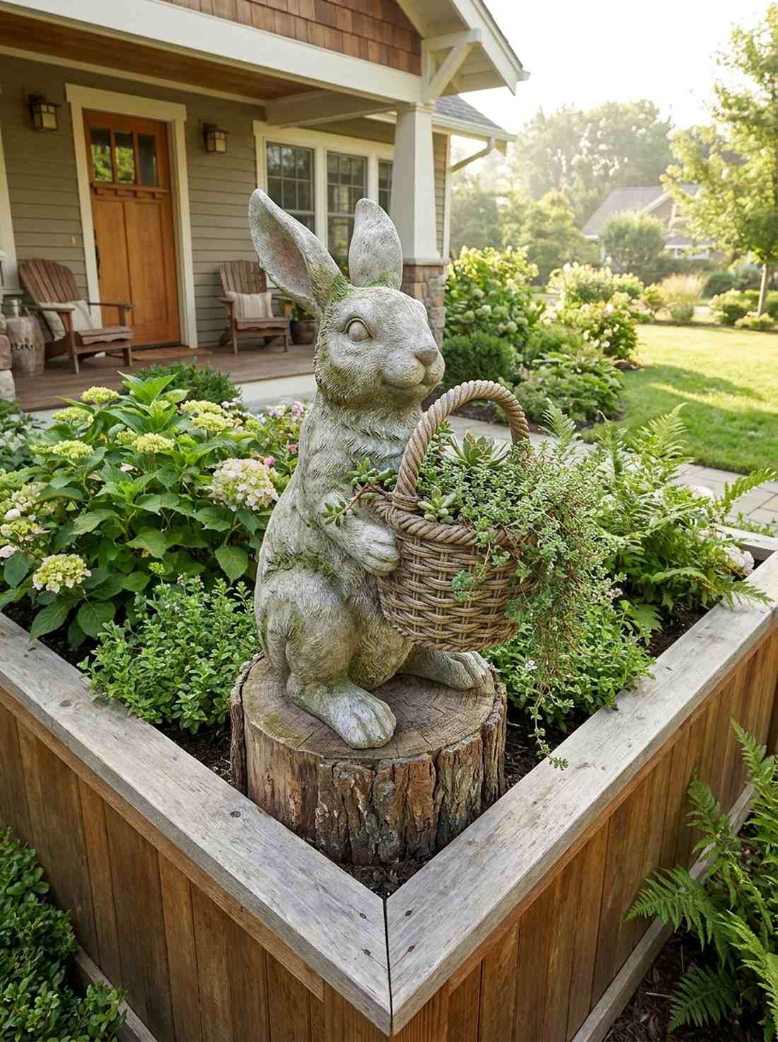 sitting rabbit with basket