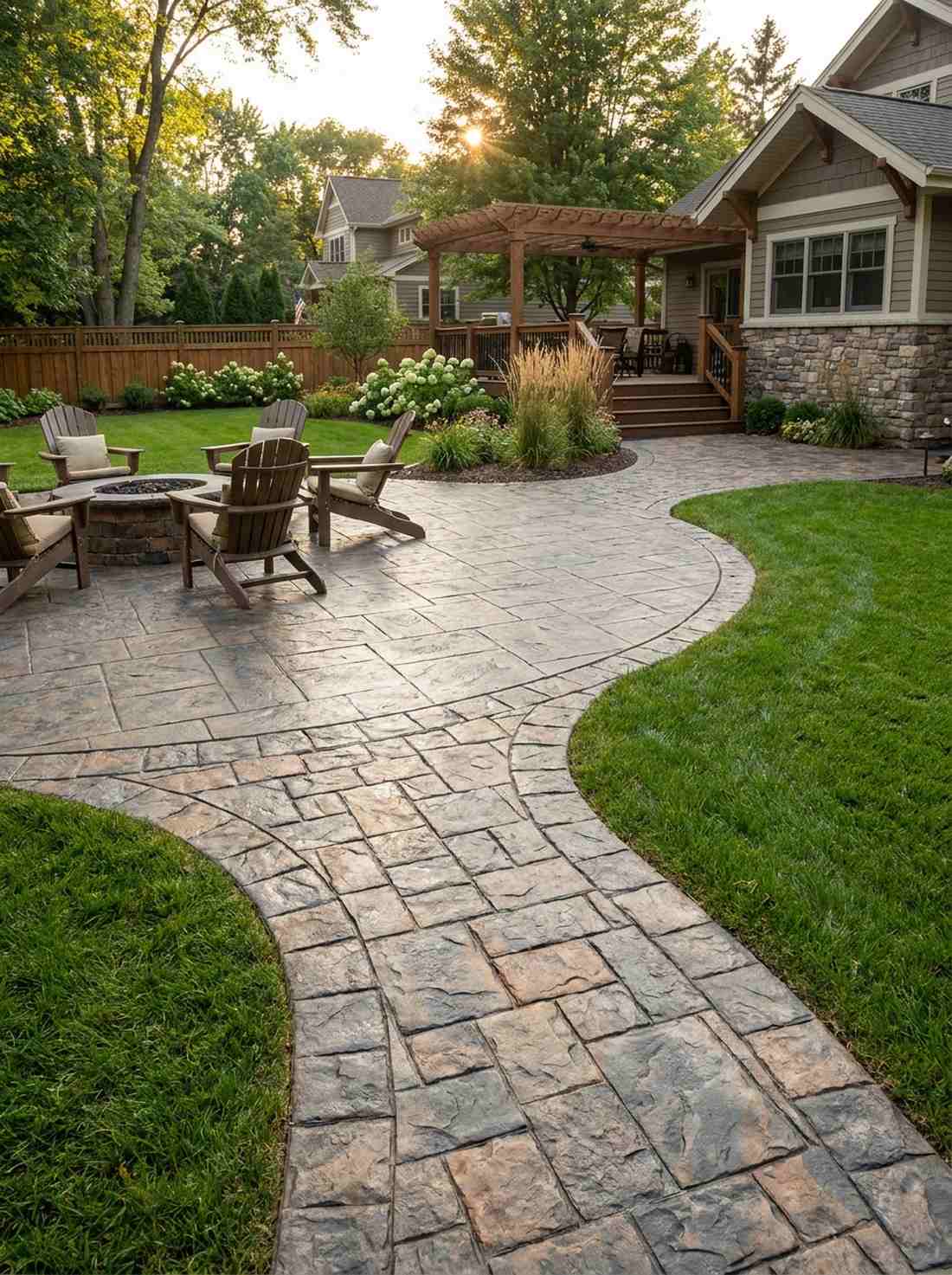 stamped concrete faux stone borders