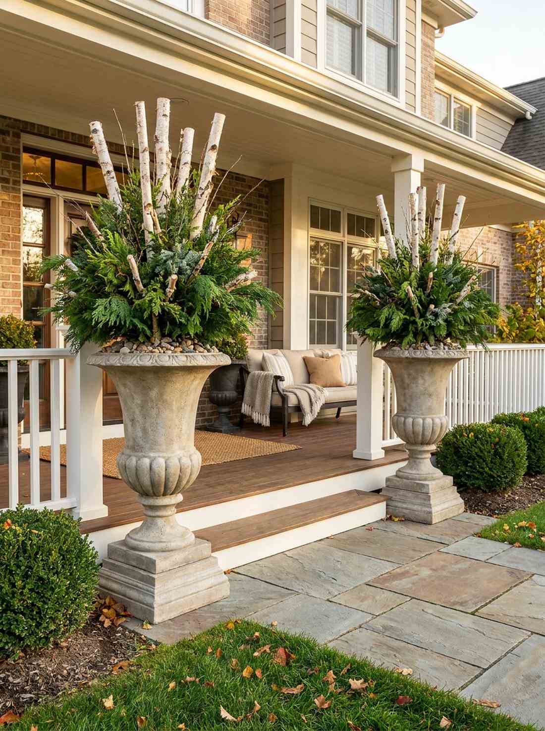 symmetrical planter flanking