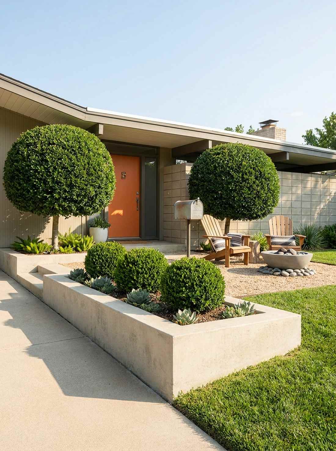 clipped japanese holly spheres