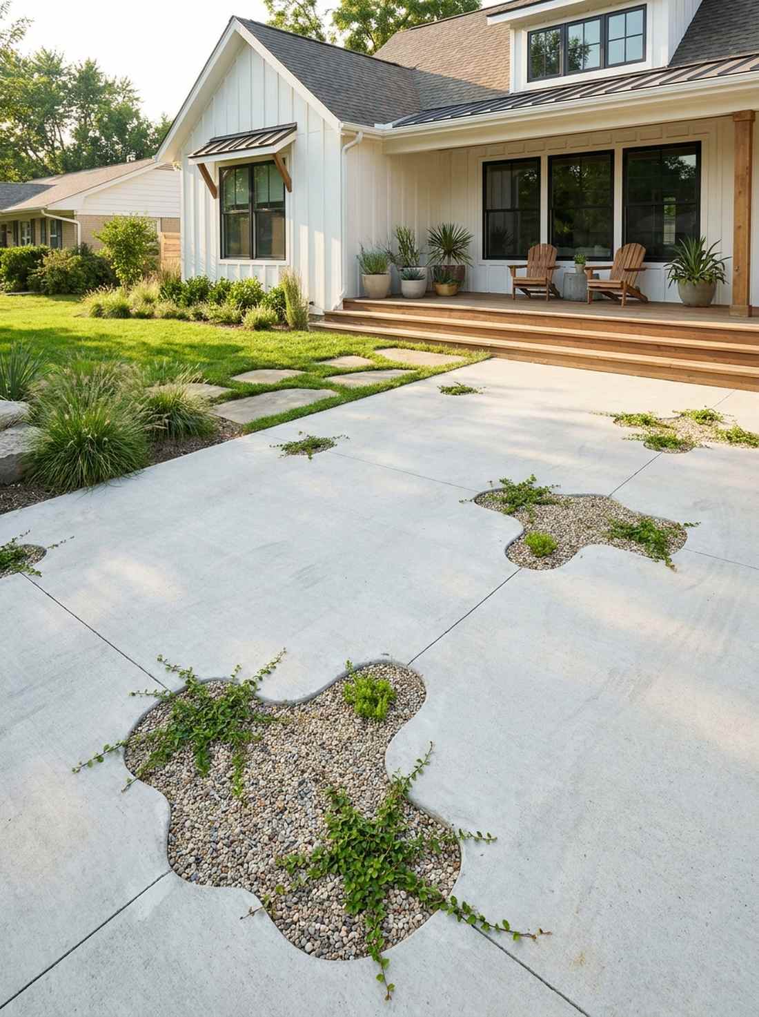 concrete inlay planting pockets