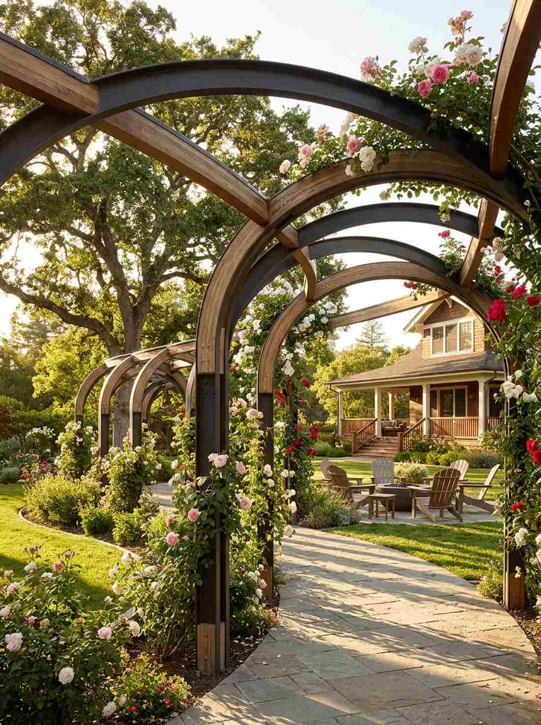 curved pergola walkway