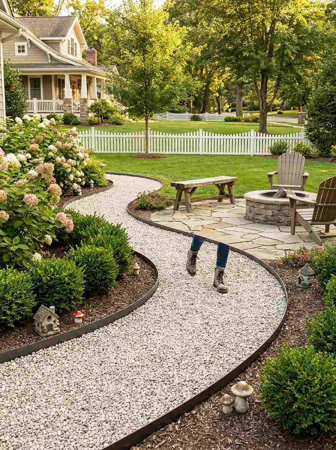 decorative gravel bed pathways