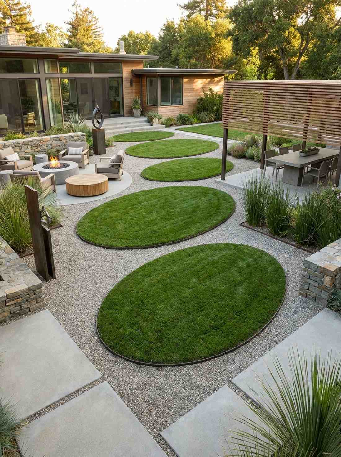 elliptical lawn panels