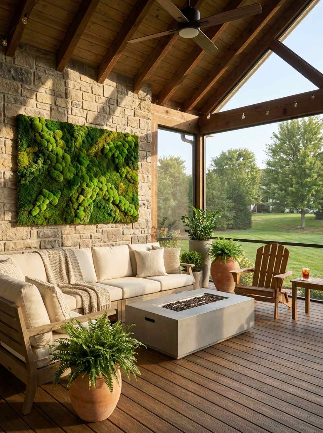 moss art panels and preserved greenery