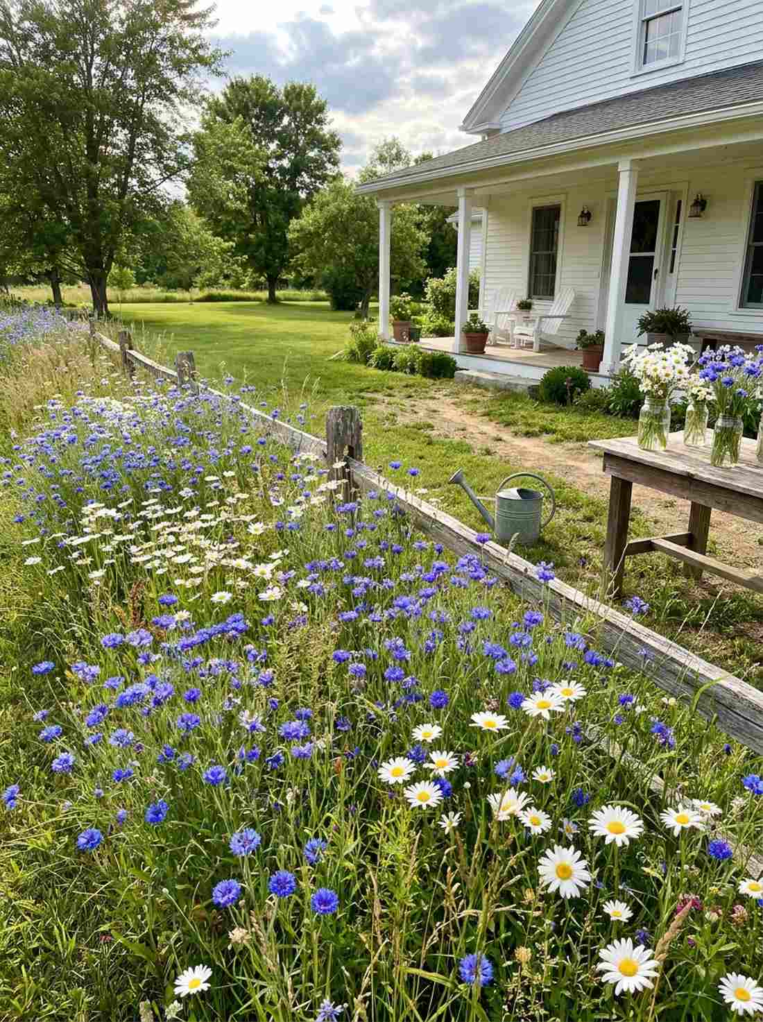 oxeye daisy and cornflower meadow