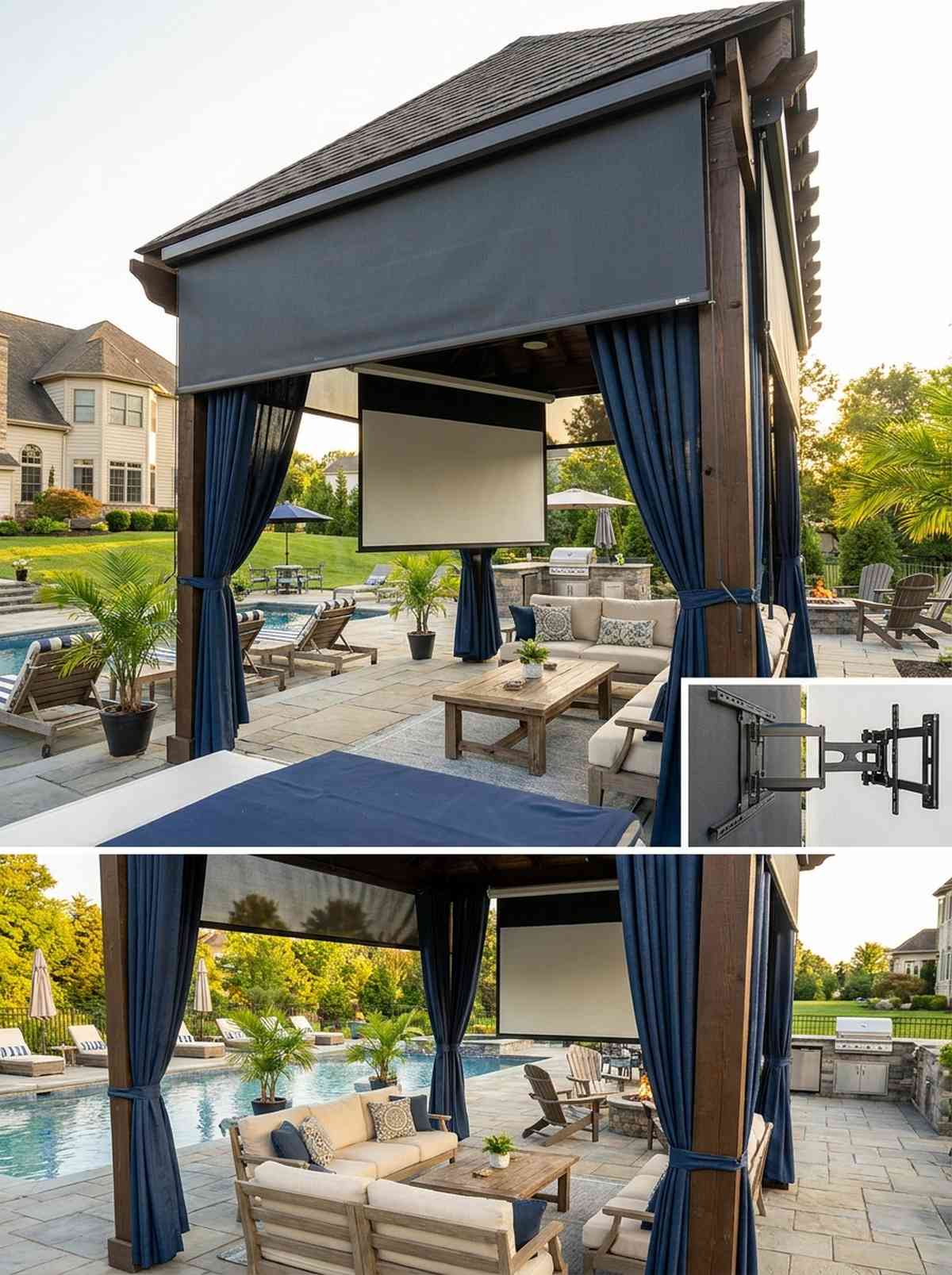 poolside cabana shade integrated screen