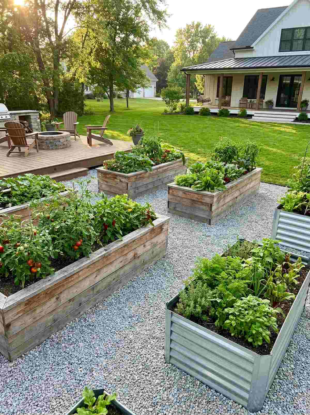 raised bed gravel surround