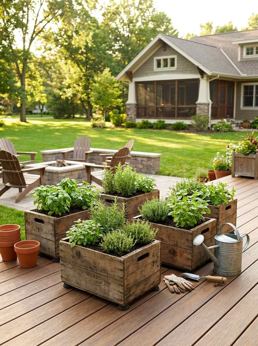 reclaimed crate herb boxes