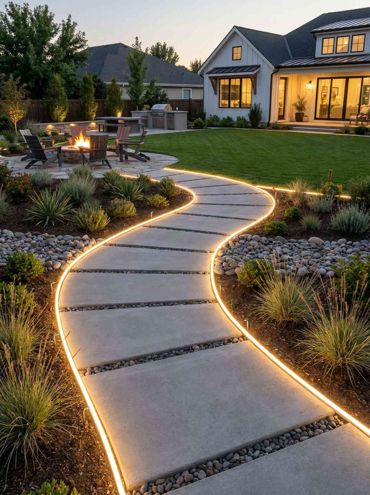 rope light pathway edges