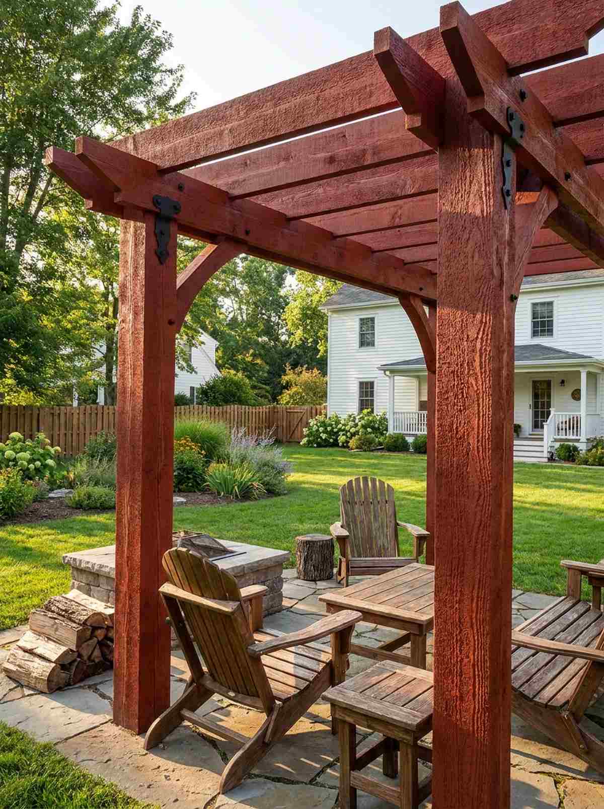 rough sawn pine pergola