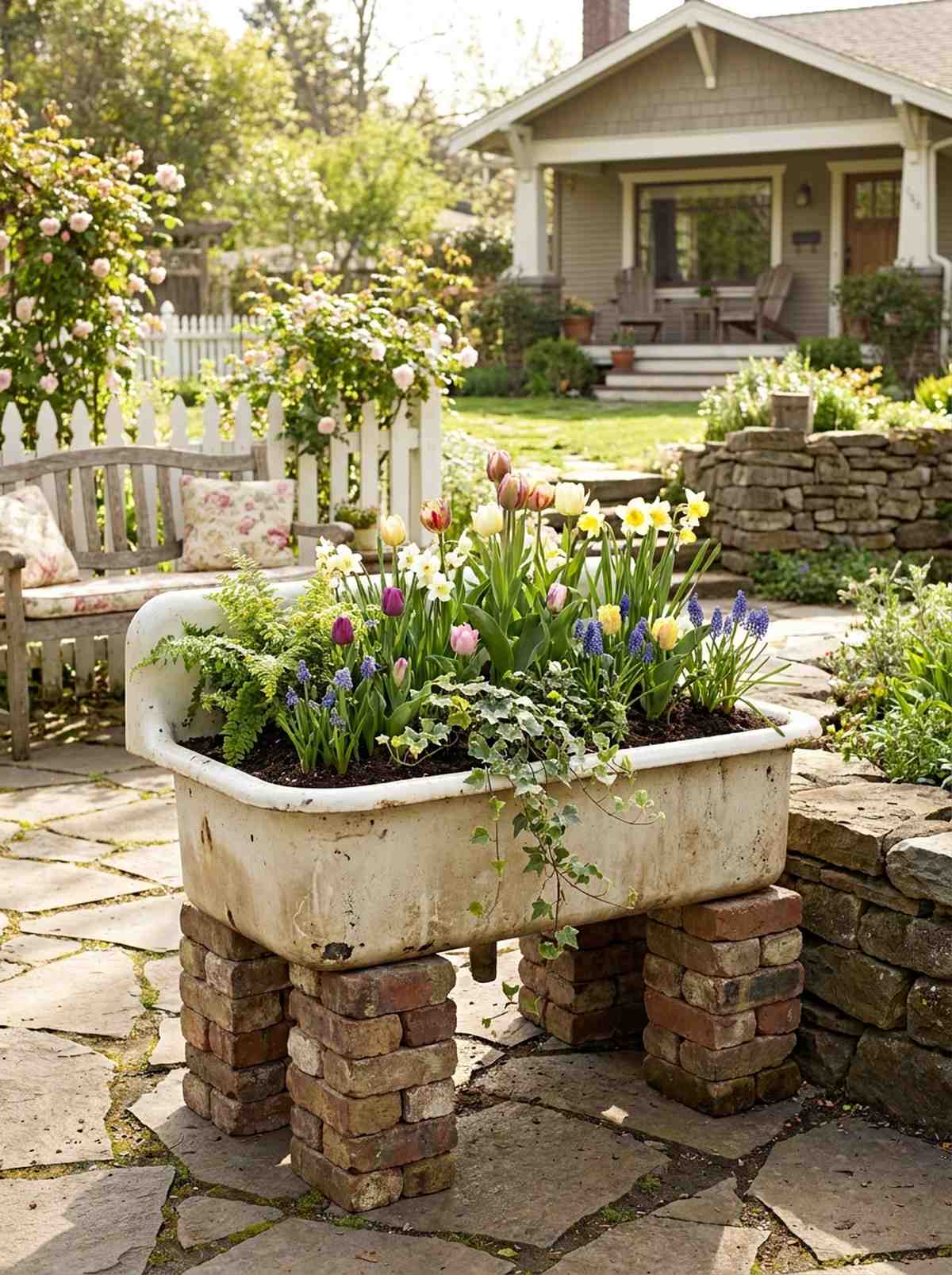 salvaged sink rockery