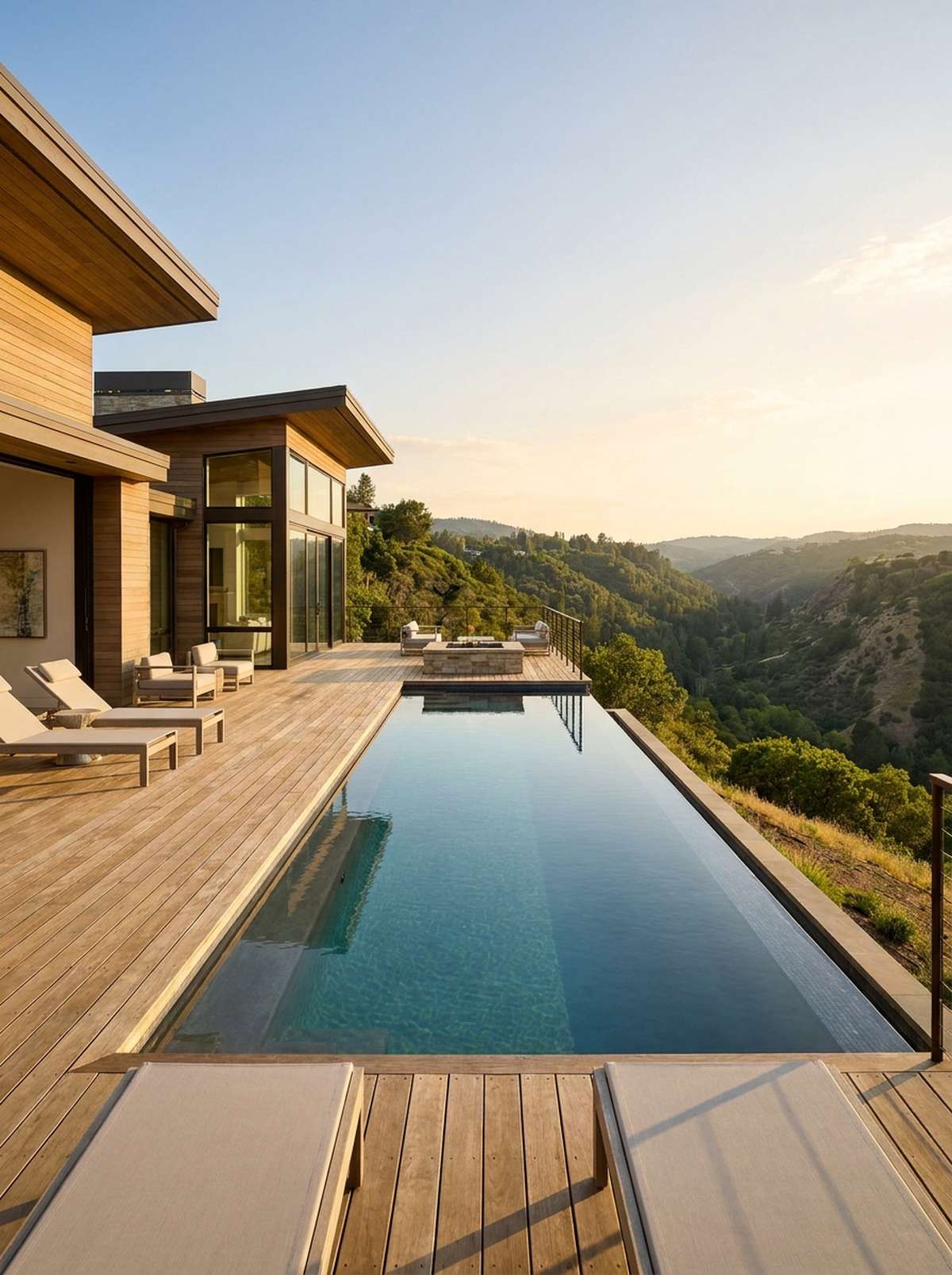 single vanishing edge facing hillside view