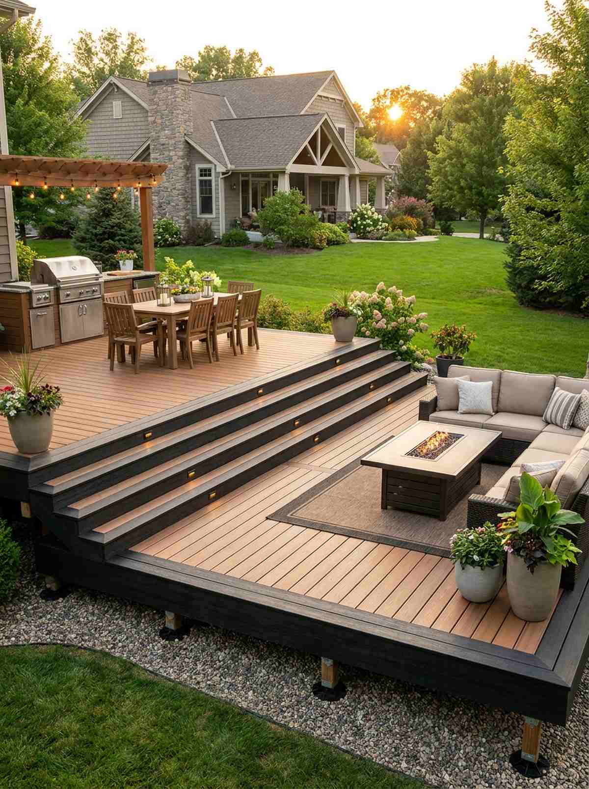 two tier dining and lounging
