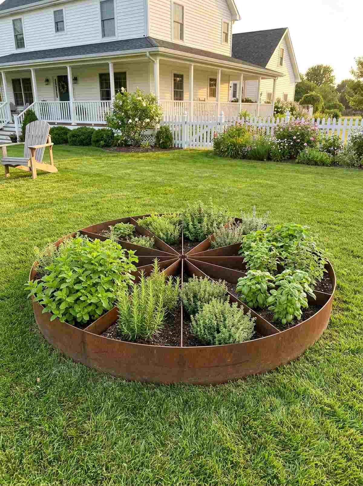 wagon wheel herb garden