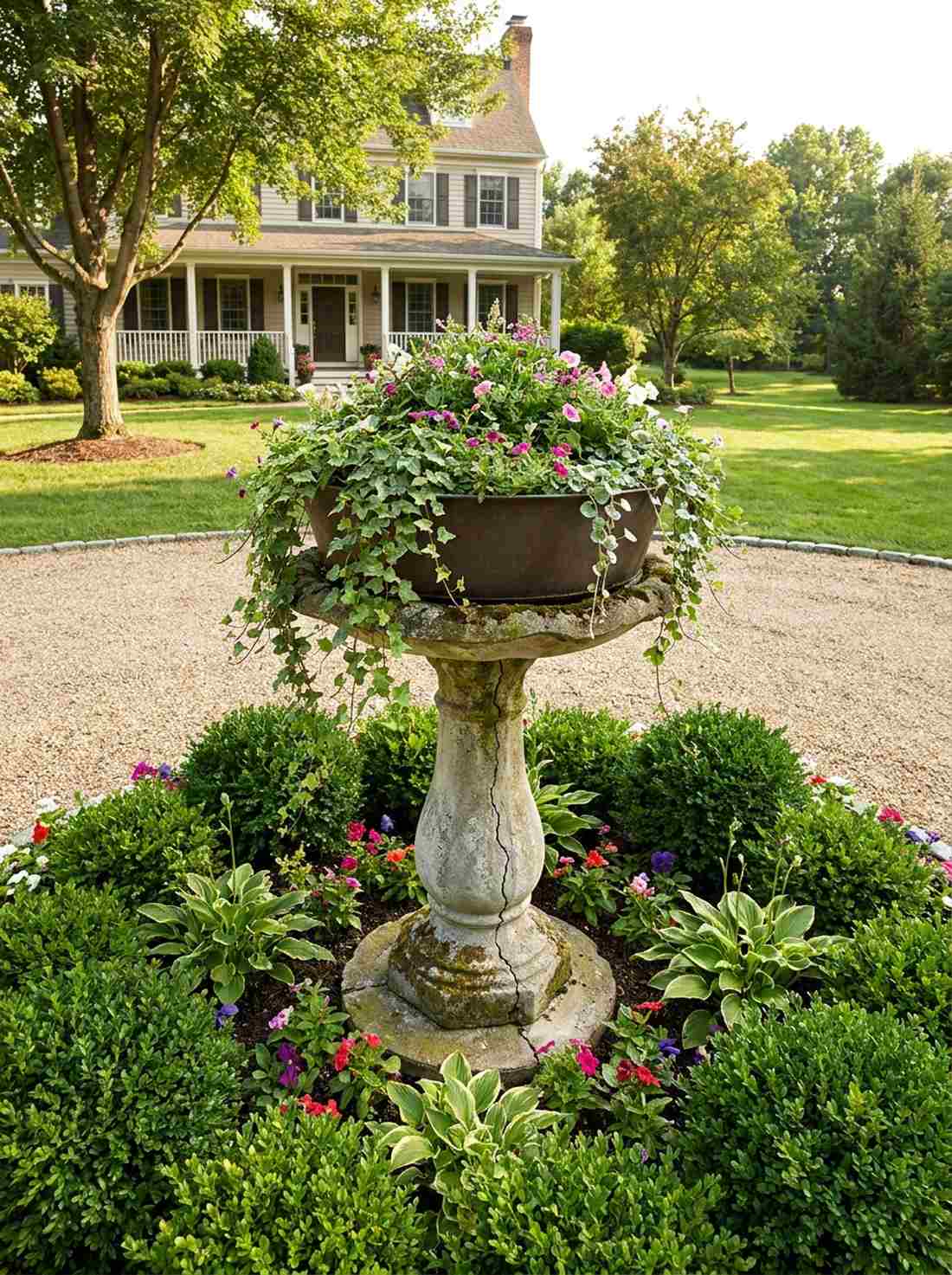 birdbath pedestal planter