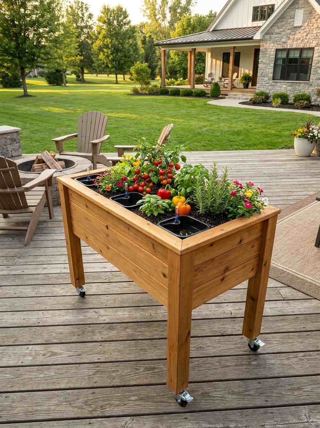 elevated waist height planters
