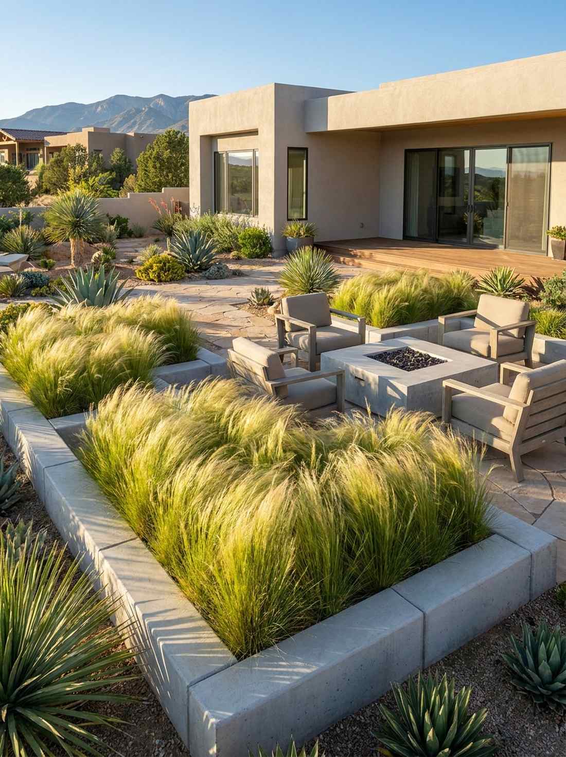 framed ornamental grass blocks